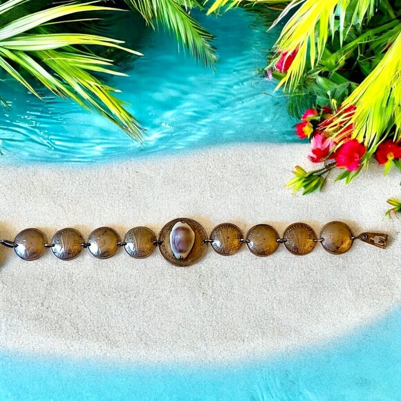 Australian Silver Coins WII Sweetheart Bracelet Shell Trench Art 6" - Picture 5 of 16